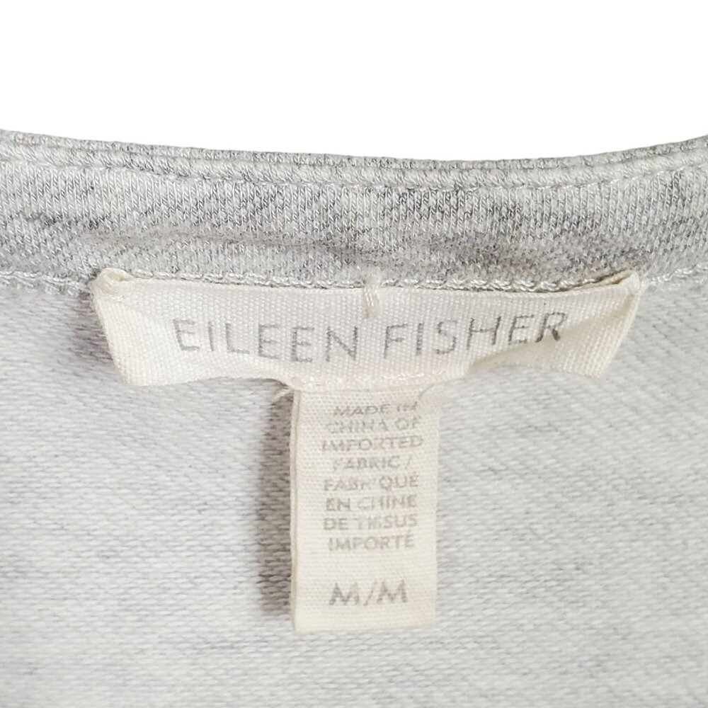 Eileen Fisher Size M Dress Cover Up Minimalist Pique Knit Neutral Short Sleeve - Picture 3 of 10